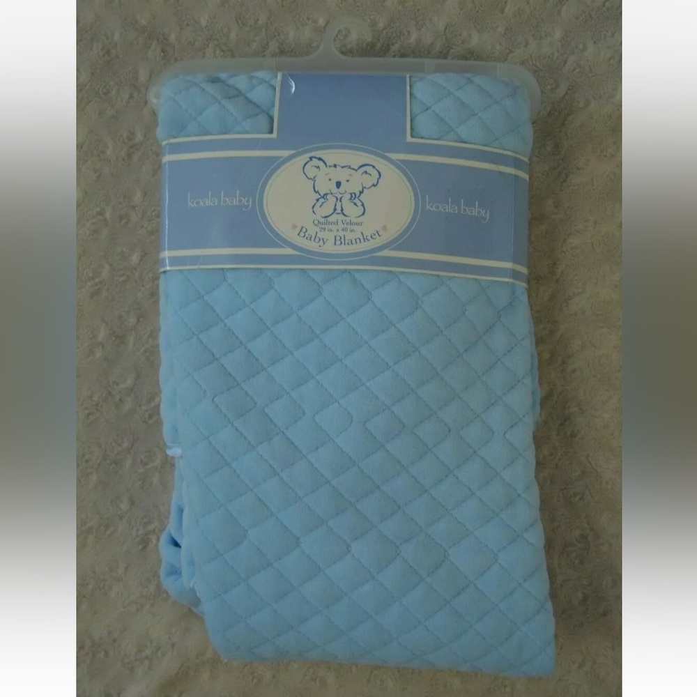 Koala Baby Quilted Velour Baby Blanket Light Blue Vintage 1996 Toys R Us New